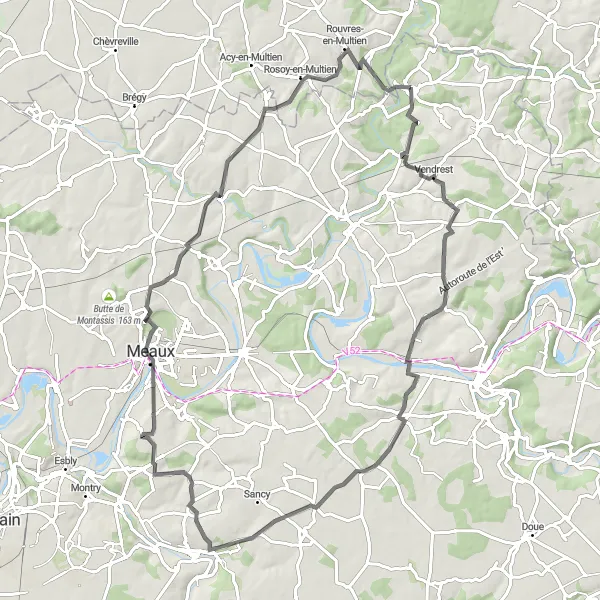 Map miniature of "From Crouy-sur-Ourcq to Varinfroy" cycling inspiration in Ile-de-France, France. Generated by Tarmacs.app cycling route planner