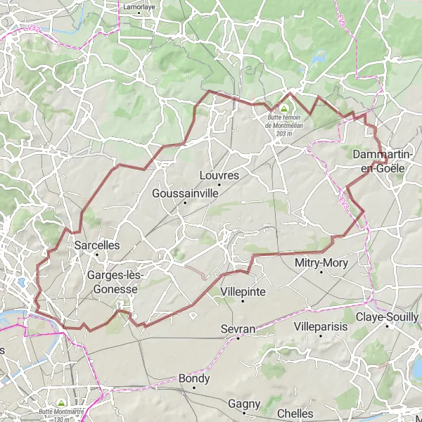 Map miniature of "Gravel Adventure" cycling inspiration in Ile-de-France, France. Generated by Tarmacs.app cycling route planner