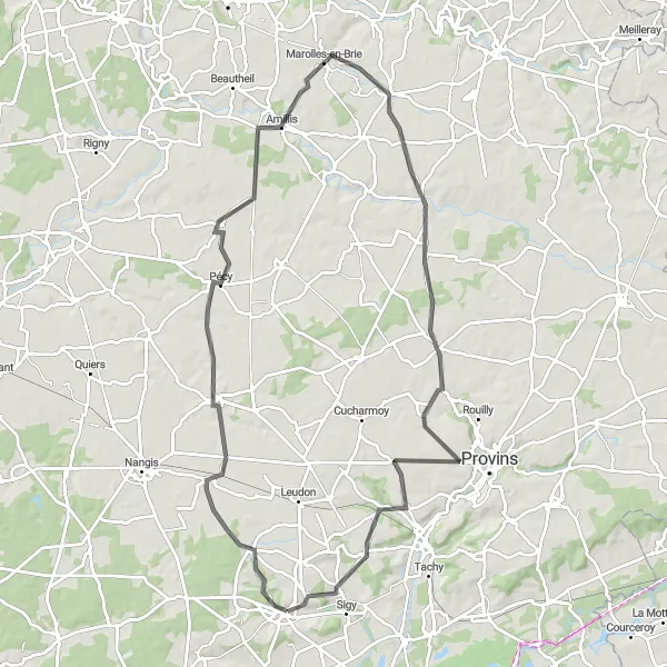 Map miniature of "Scenic Ride to Saint-Loup-de-Naud" cycling inspiration in Ile-de-France, France. Generated by Tarmacs.app cycling route planner