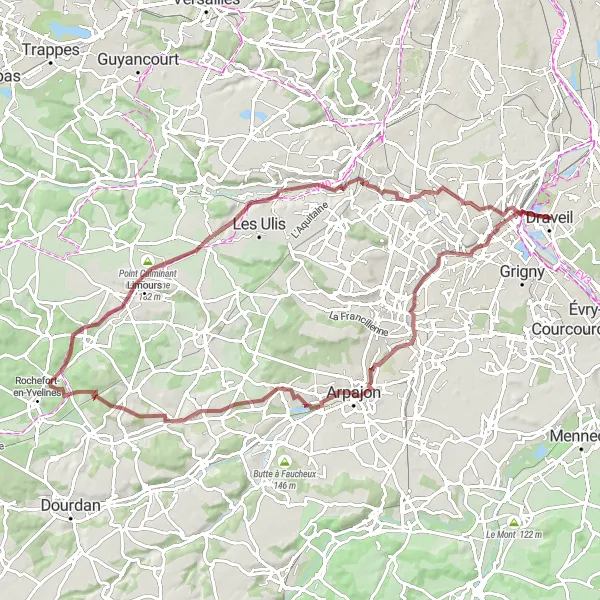 Map miniature of "Countryside Challenge" cycling inspiration in Ile-de-France, France. Generated by Tarmacs.app cycling route planner