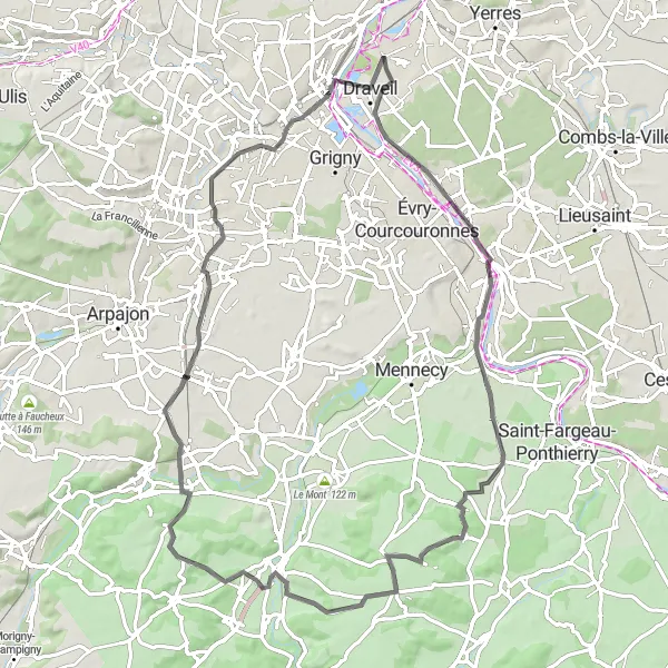 Map miniature of "Exploring Essonne" cycling inspiration in Ile-de-France, France. Generated by Tarmacs.app cycling route planner
