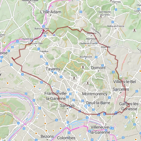 Map miniature of "Enchanting Journey through Northern Paris" cycling inspiration in Ile-de-France, France. Generated by Tarmacs.app cycling route planner