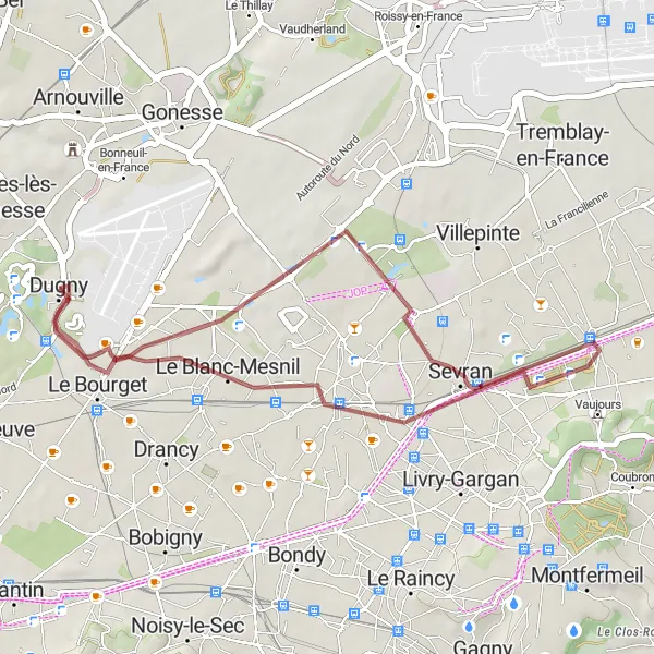 Miniature de la carte de l'inspiration cycliste "Tour en Vélo SEPECAT Jaguar A n°91 - Le Blanc-Mesnil" dans la Ile-de-France, France. Générée par le planificateur d'itinéraire cycliste Tarmacs.app