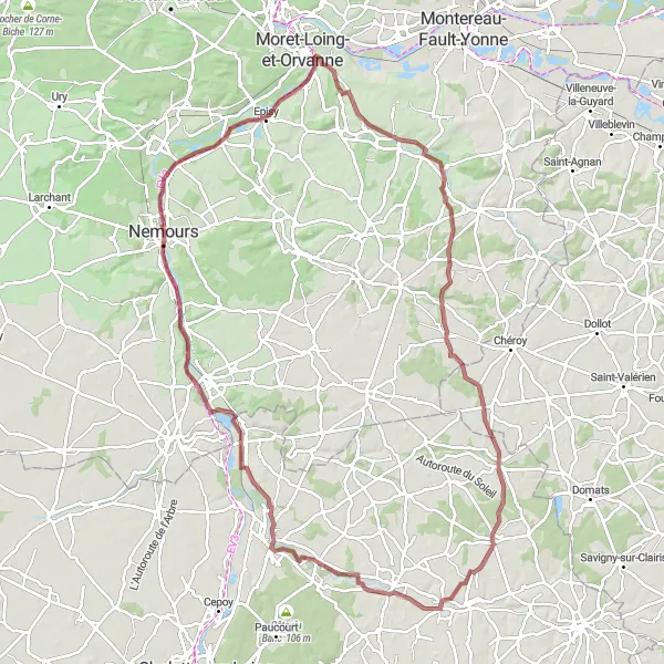 Map miniature of "Gravel Adventure" cycling inspiration in Ile-de-France, France. Generated by Tarmacs.app cycling route planner