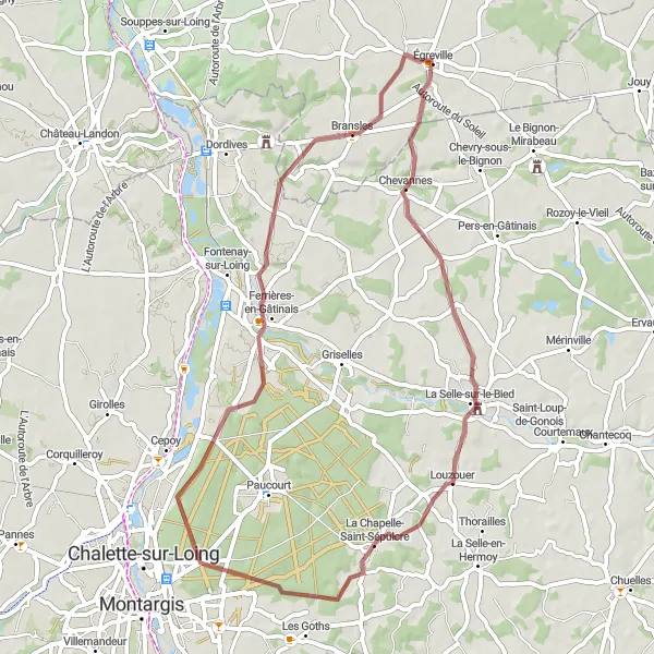 Miniature de la carte de l'inspiration cycliste "Aventure en gravel" dans la Ile-de-France, France. Générée par le planificateur d'itinéraire cycliste Tarmacs.app