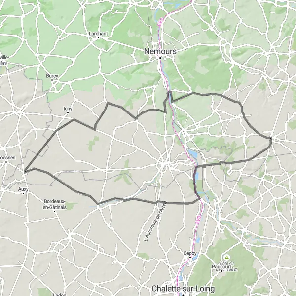 Map miniature of "Picturesque Circuit" cycling inspiration in Ile-de-France, France. Generated by Tarmacs.app cycling route planner