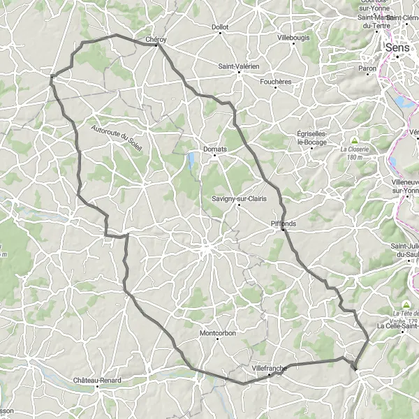 Map miniature of "Scenic Road Cycling" cycling inspiration in Ile-de-France, France. Generated by Tarmacs.app cycling route planner