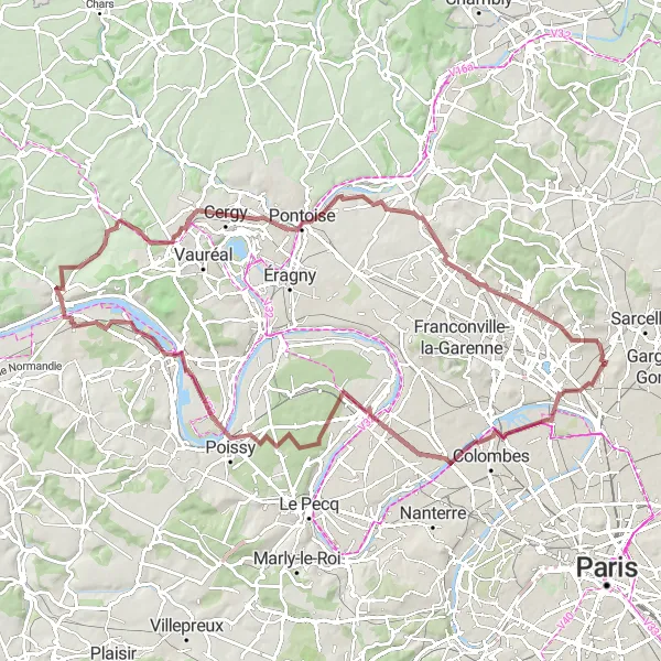 Map miniature of "The Gravel Path to Enghien-les-Bains" cycling inspiration in Ile-de-France, France. Generated by Tarmacs.app cycling route planner