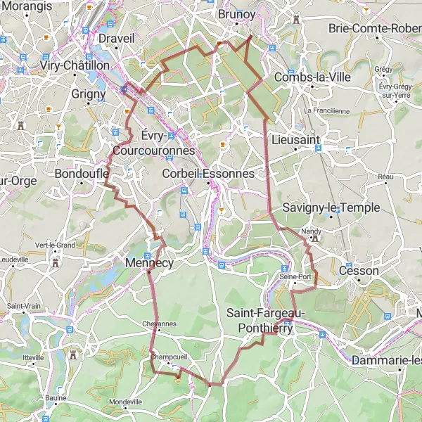 Map miniature of "Nature Escape" cycling inspiration in Ile-de-France, France. Generated by Tarmacs.app cycling route planner