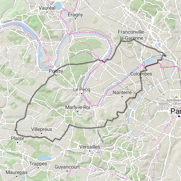 Map miniature of "Epic Ride to Poissy" cycling inspiration in Ile-de-France, France. Generated by Tarmacs.app cycling route planner