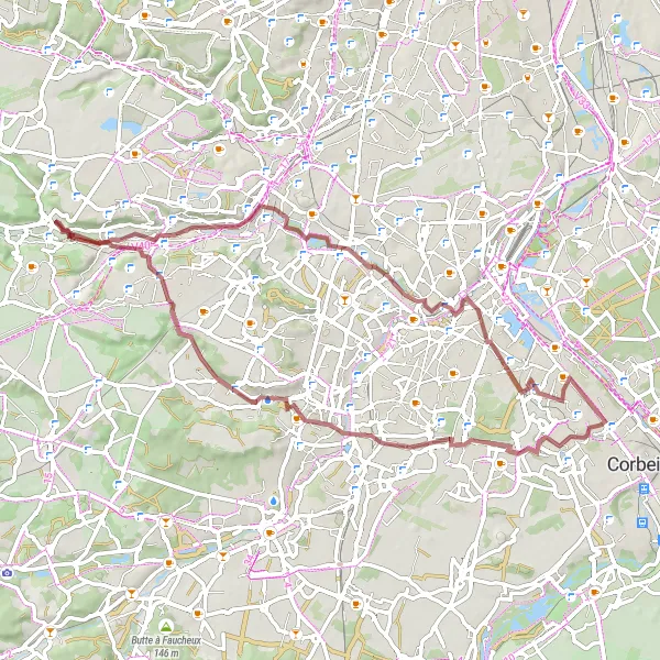 Map miniature of "Exploring the Green Landscapes" cycling inspiration in Ile-de-France, France. Generated by Tarmacs.app cycling route planner