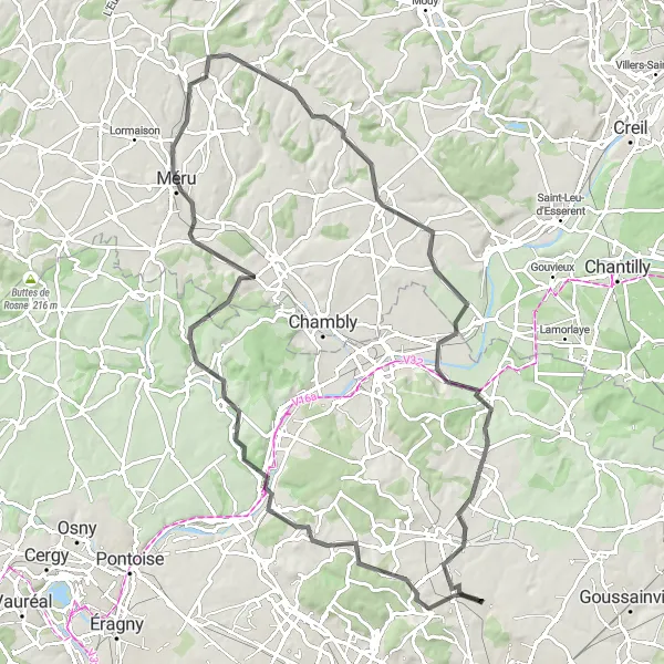 Map miniature of "Ézanville - Bouffémont - Nesles-la-Vallée - Méru - Neuilly-en-Thelle - Belloy-en-France" cycling inspiration in Ile-de-France, France. Generated by Tarmacs.app cycling route planner