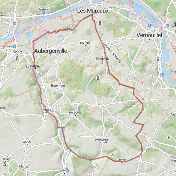 Map miniature of "Mareil-sur-Mauldre Discovery" cycling inspiration in Ile-de-France, France. Generated by Tarmacs.app cycling route planner