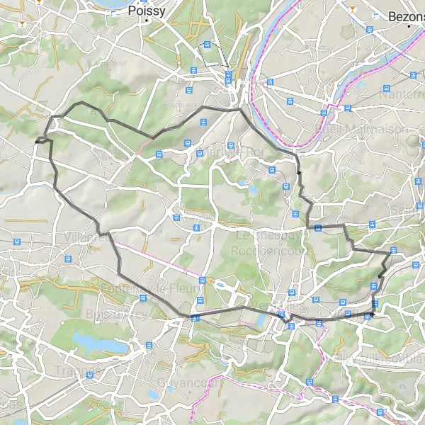 Map miniature of "La Croix Saint-Michel Loop" cycling inspiration in Ile-de-France, France. Generated by Tarmacs.app cycling route planner