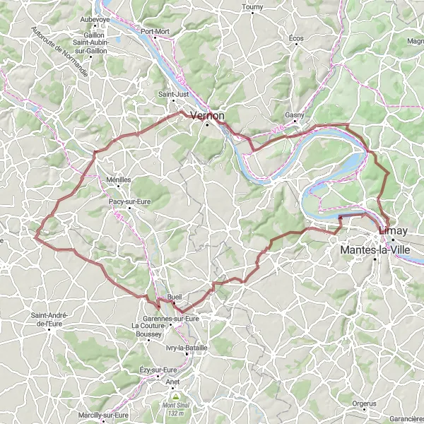 Miniature de la carte de l'inspiration cycliste "Circuit Limay-Vétheuil" dans la Ile-de-France, France. Générée par le planificateur d'itinéraire cycliste Tarmacs.app