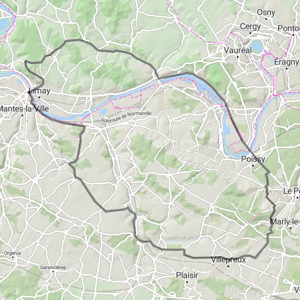 Miniature de la carte de l'inspiration cycliste "Parcours vers Rennemoulin" dans la Ile-de-France, France. Générée par le planificateur d'itinéraire cycliste Tarmacs.app