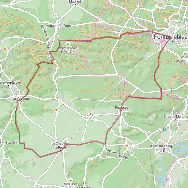 Map miniature of "The Gravel Adventure" cycling inspiration in Ile-de-France, France. Generated by Tarmacs.app cycling route planner