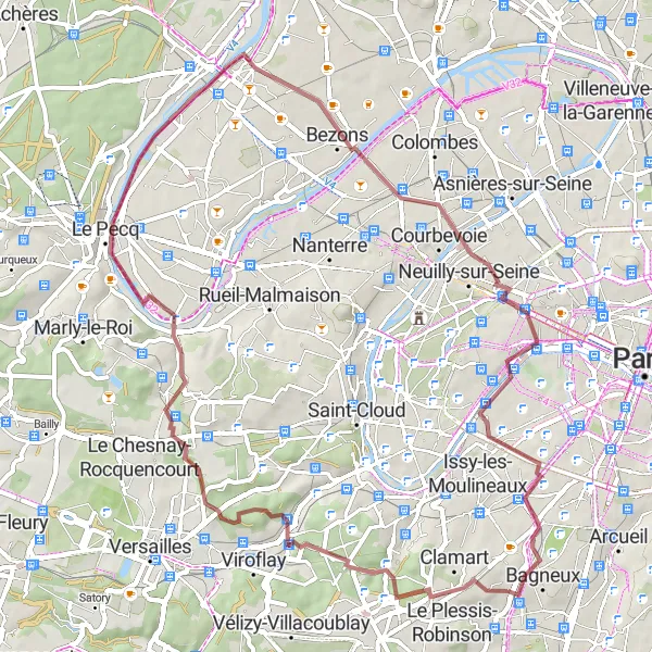 Miniature de la carte de l'inspiration cycliste "Tour des Châteaux de la Vallée de la Seine" dans la Ile-de-France, France. Générée par le planificateur d'itinéraire cycliste Tarmacs.app