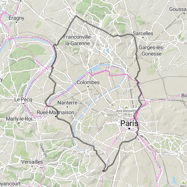 Miniature de la carte de l'inspiration cycliste "De Boulogne à la Bastille" dans la Ile-de-France, France. Générée par le planificateur d'itinéraire cycliste Tarmacs.app
