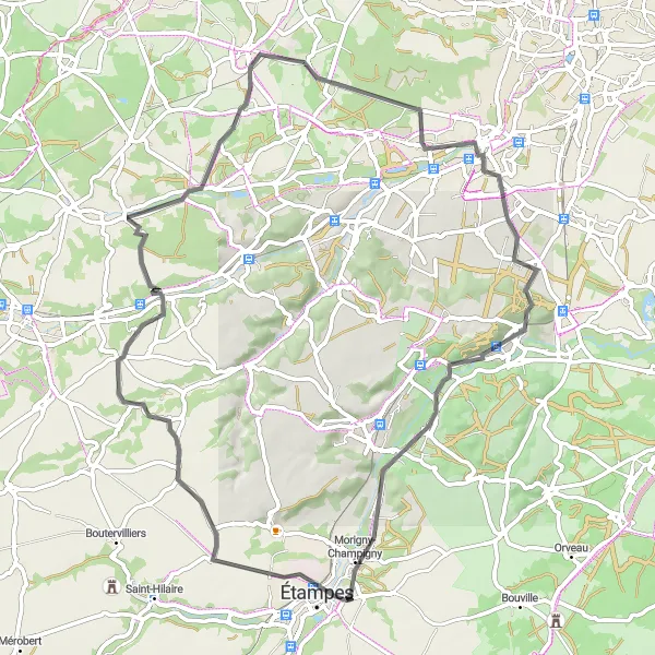 Map miniature of "Scenic Road Cycling Route near Fontenay-lès-Briis" cycling inspiration in Ile-de-France, France. Generated by Tarmacs.app cycling route planner