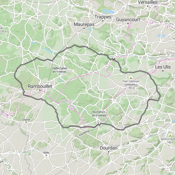 Map miniature of "The Classic Tour" cycling inspiration in Ile-de-France, France. Generated by Tarmacs.app cycling route planner