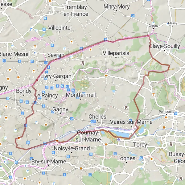 Miniature de la carte de l'inspiration cycliste "Circuit de la Forêt" dans la Ile-de-France, France. Générée par le planificateur d'itinéraire cycliste Tarmacs.app