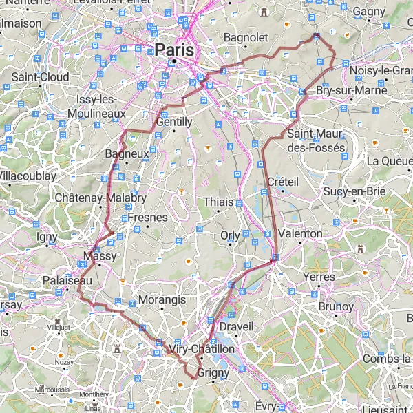 Map miniature of "Nogent-sur-Marne Gravel Adventure" cycling inspiration in Ile-de-France, France. Generated by Tarmacs.app cycling route planner