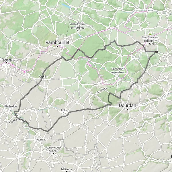 Map miniature of "Ablis Adventure" cycling inspiration in Ile-de-France, France. Generated by Tarmacs.app cycling route planner