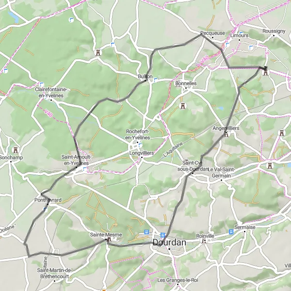 Miniature de la carte de l'inspiration cycliste "Boucle angervilloise" dans la Ile-de-France, France. Générée par le planificateur d'itinéraire cycliste Tarmacs.app