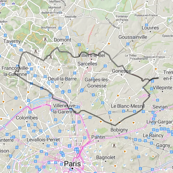 Map miniature of "Saint-Leu-la-Forêt Loop" cycling inspiration in Ile-de-France, France. Generated by Tarmacs.app cycling route planner