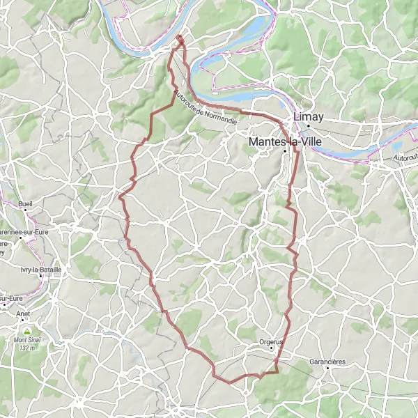 Map miniature of "Seine Valley Expedition" cycling inspiration in Ile-de-France, France. Generated by Tarmacs.app cycling route planner