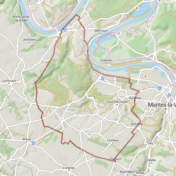 Map miniature of "Scenic Ride" cycling inspiration in Ile-de-France, France. Generated by Tarmacs.app cycling route planner