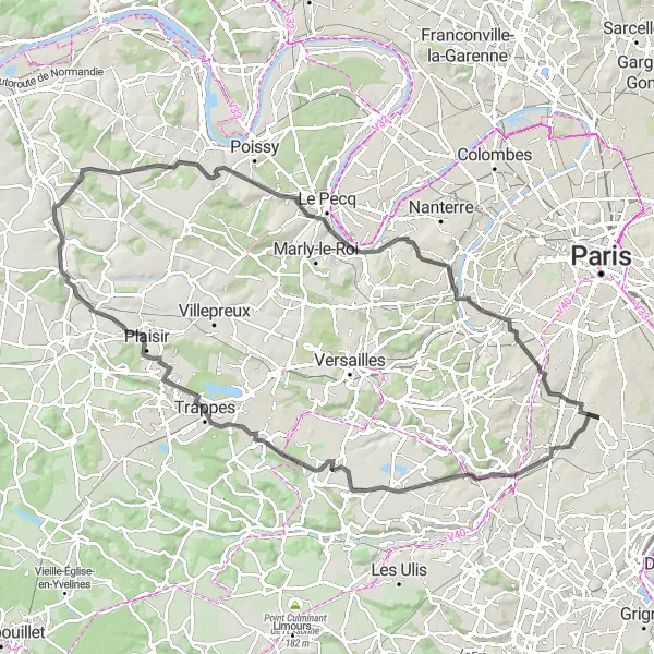 Miniature de la carte de l'inspiration cycliste "Col du Manet et Vue Panoramique" dans la Ile-de-France, France. Générée par le planificateur d'itinéraire cycliste Tarmacs.app