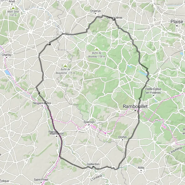 Miniature de la carte de l'inspiration cycliste "Aventure à vélo dans la Vallée de Chevreuse" dans la Ile-de-France, France. Générée par le planificateur d'itinéraire cycliste Tarmacs.app