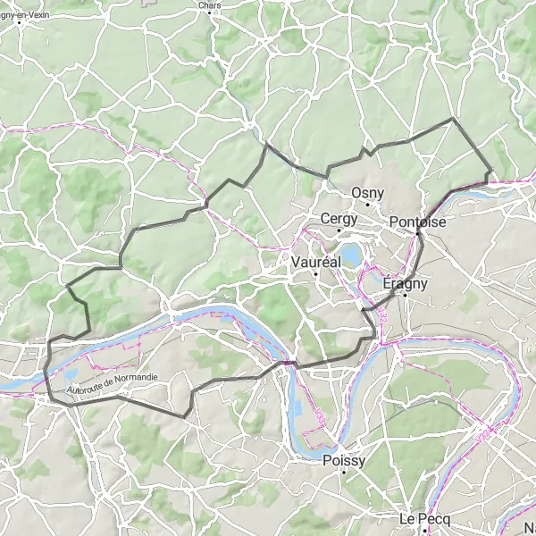 Miniature de la carte de l'inspiration cycliste "Tour panoramique des Yvelines" dans la Ile-de-France, France. Générée par le planificateur d'itinéraire cycliste Tarmacs.app