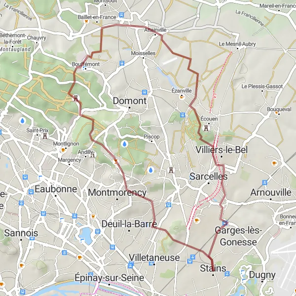 Miniature de la carte de l'inspiration cycliste "Tour de la Vallee de Montmorency" dans la Ile-de-France, France. Générée par le planificateur d'itinéraire cycliste Tarmacs.app