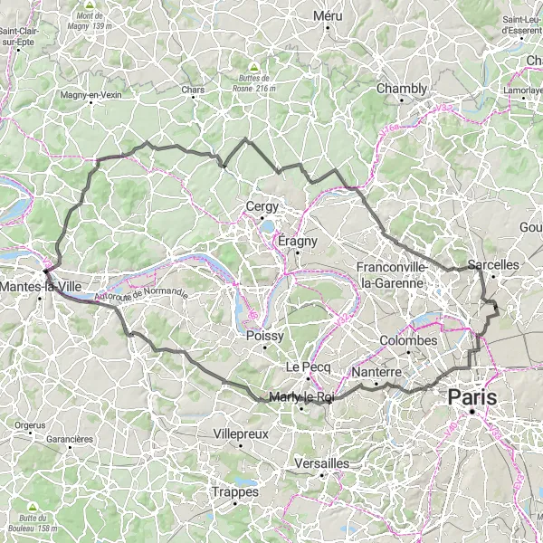 Miniature de la carte de l'inspiration cycliste "De Garges-lès-Gonesse à Pierrefitte-Stains" dans la Ile-de-France, France. Générée par le planificateur d'itinéraire cycliste Tarmacs.app