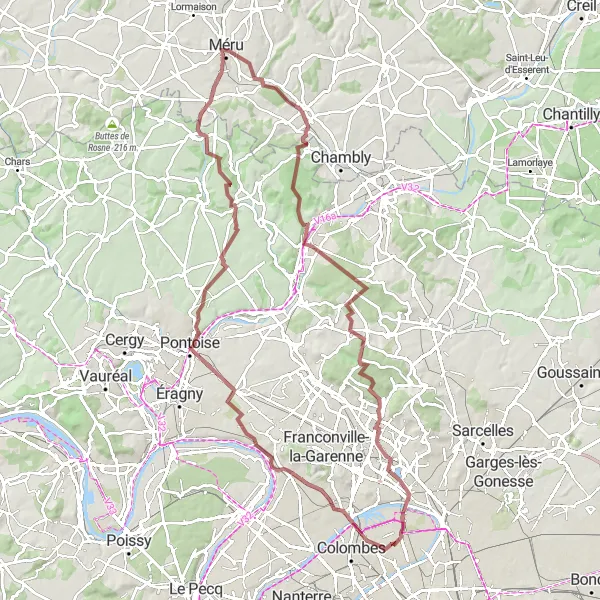 Map miniature of "The Epic Gravel Trail" cycling inspiration in Ile-de-France, France. Generated by Tarmacs.app cycling route planner