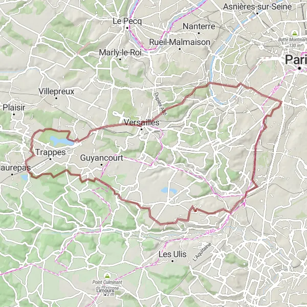 Map miniature of "Gentilly Gravel Adventure" cycling inspiration in Ile-de-France, France. Generated by Tarmacs.app cycling route planner