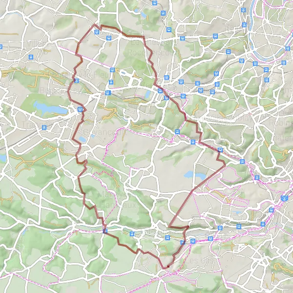 Miniature de la carte de l'inspiration cycliste "Excursion Gravel de Gif-sur-Yvette à Voisins-le-Bretonneux" dans la Ile-de-France, France. Générée par le planificateur d'itinéraire cycliste Tarmacs.app