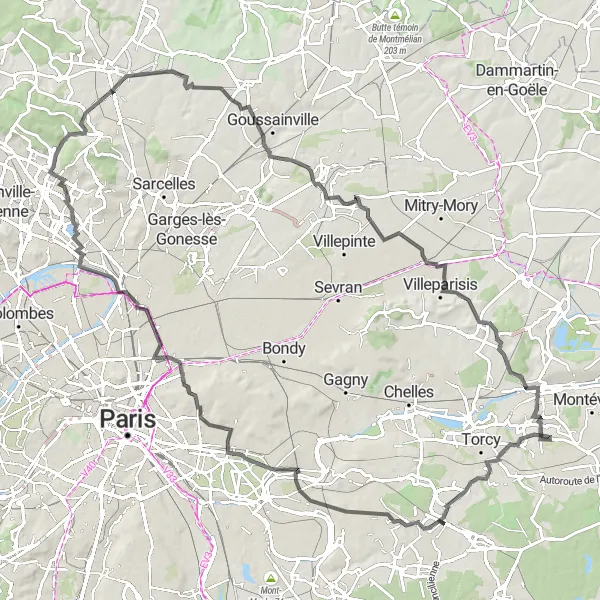 Map miniature of "The Ultimate Road Cycling Adventure" cycling inspiration in Ile-de-France, France. Generated by Tarmacs.app cycling route planner