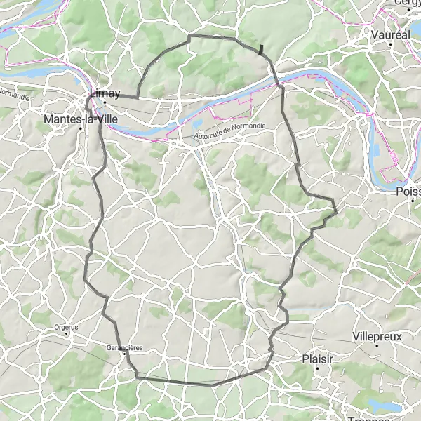Map miniature of "Exploring the Yvelines Region" cycling inspiration in Ile-de-France, France. Generated by Tarmacs.app cycling route planner