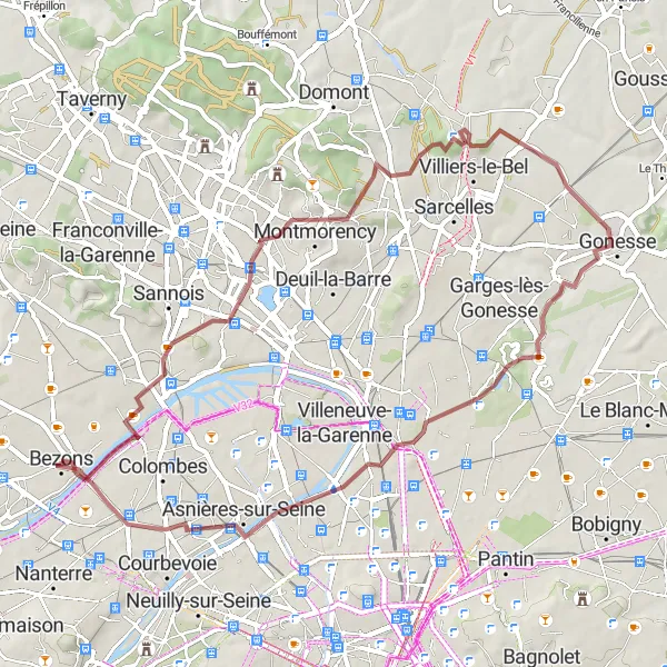 Miniature de la carte de l'inspiration cycliste "La Boucle de l'Ouest parisien" dans la Ile-de-France, France. Générée par le planificateur d'itinéraire cycliste Tarmacs.app