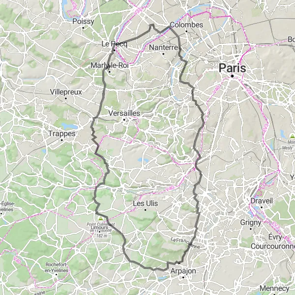 Miniature de la carte de l'inspiration cycliste "Boucle Routière Autour de Houilles" dans la Ile-de-France, France. Générée par le planificateur d'itinéraire cycliste Tarmacs.app