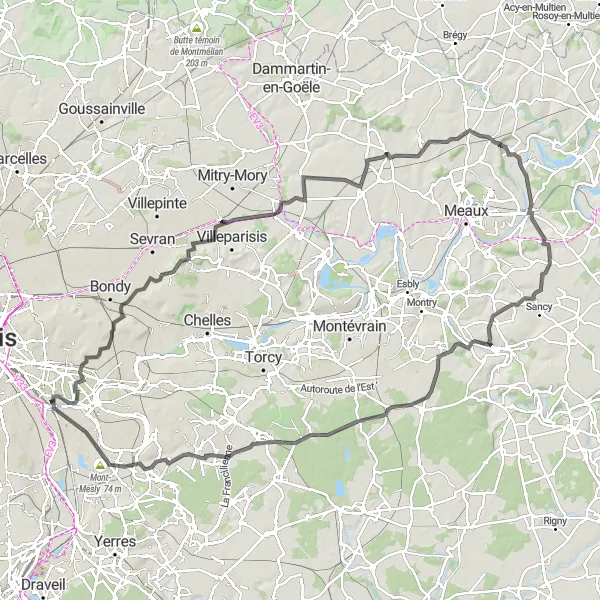 Map miniature of "Road Cycling Route: Ivry-sur-Seine Loop" cycling inspiration in Ile-de-France, France. Generated by Tarmacs.app cycling route planner