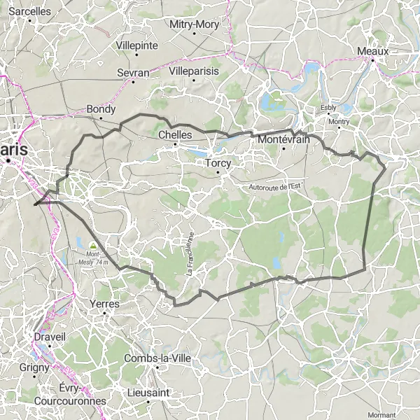 Map miniature of "Road Cycling Route: Ivry-sur-Seine Exploration" cycling inspiration in Ile-de-France, France. Generated by Tarmacs.app cycling route planner