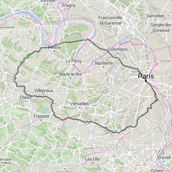Map miniature of "Exciting Road Loop Adventure near Ivry-sur-Seine" cycling inspiration in Ile-de-France, France. Generated by Tarmacs.app cycling route planner