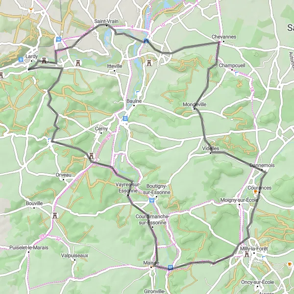 Map miniature of "Countryside Escape" cycling inspiration in Ile-de-France, France. Generated by Tarmacs.app cycling route planner