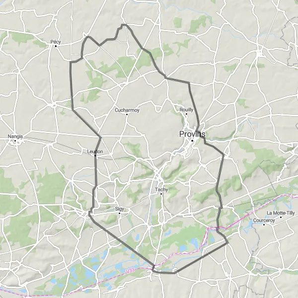 Map miniature of "Challenging road ride with historical highlights" cycling inspiration in Ile-de-France, France. Generated by Tarmacs.app cycling route planner