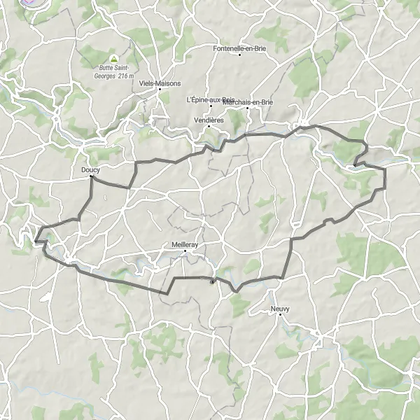 Map miniature of "The Montdauphin Loop" cycling inspiration in Ile-de-France, France. Generated by Tarmacs.app cycling route planner